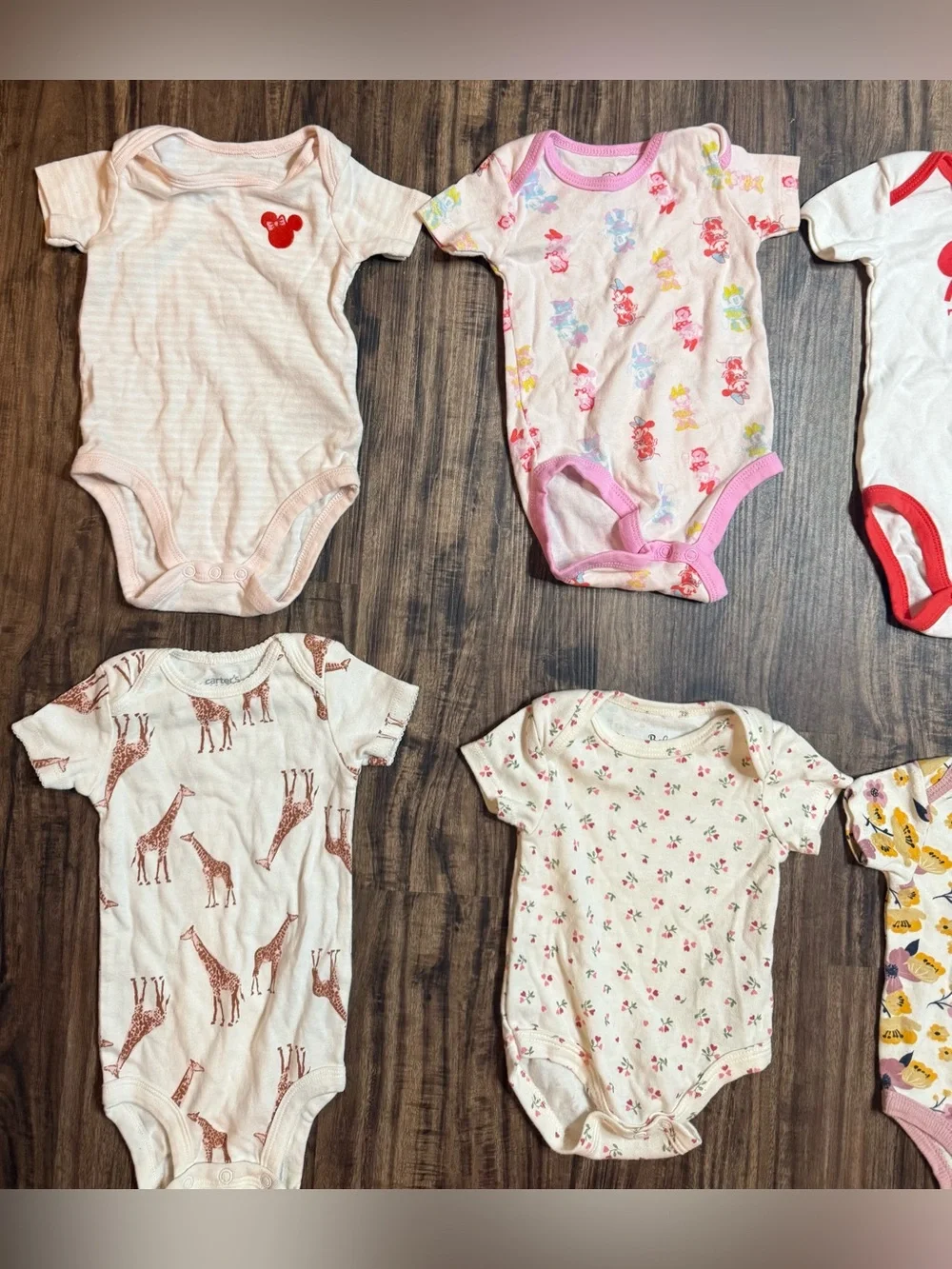6-9 Months Baby Girls Bodysuits Short Sleeved  Carter’s Disney Minnie Mouse
